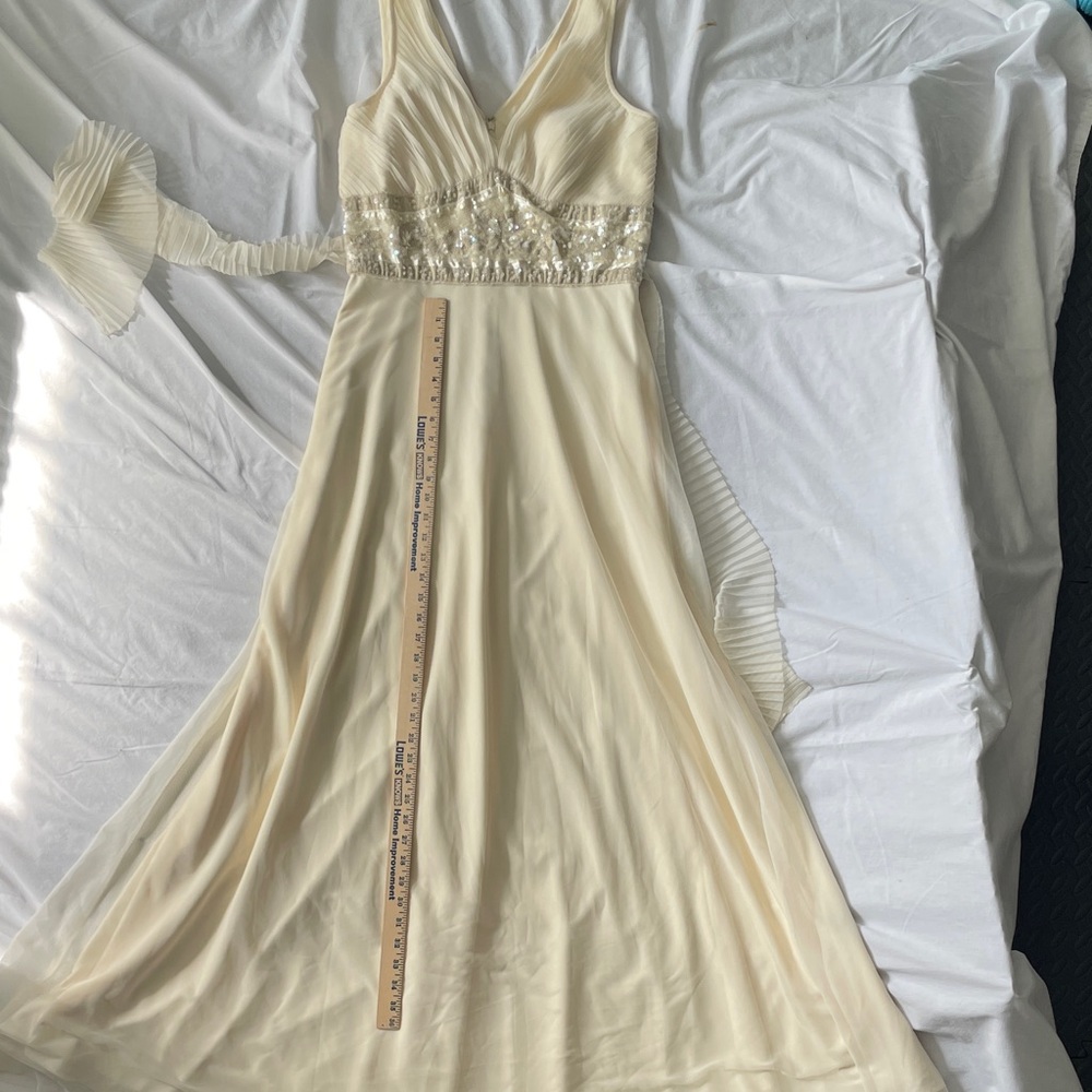 David's Bridal Cream Wedding Dress with Sequin Accents